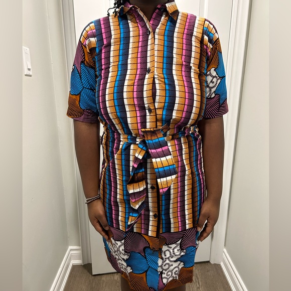 Colourful Ankara Button & Tie Dress - Picture 12 of 14